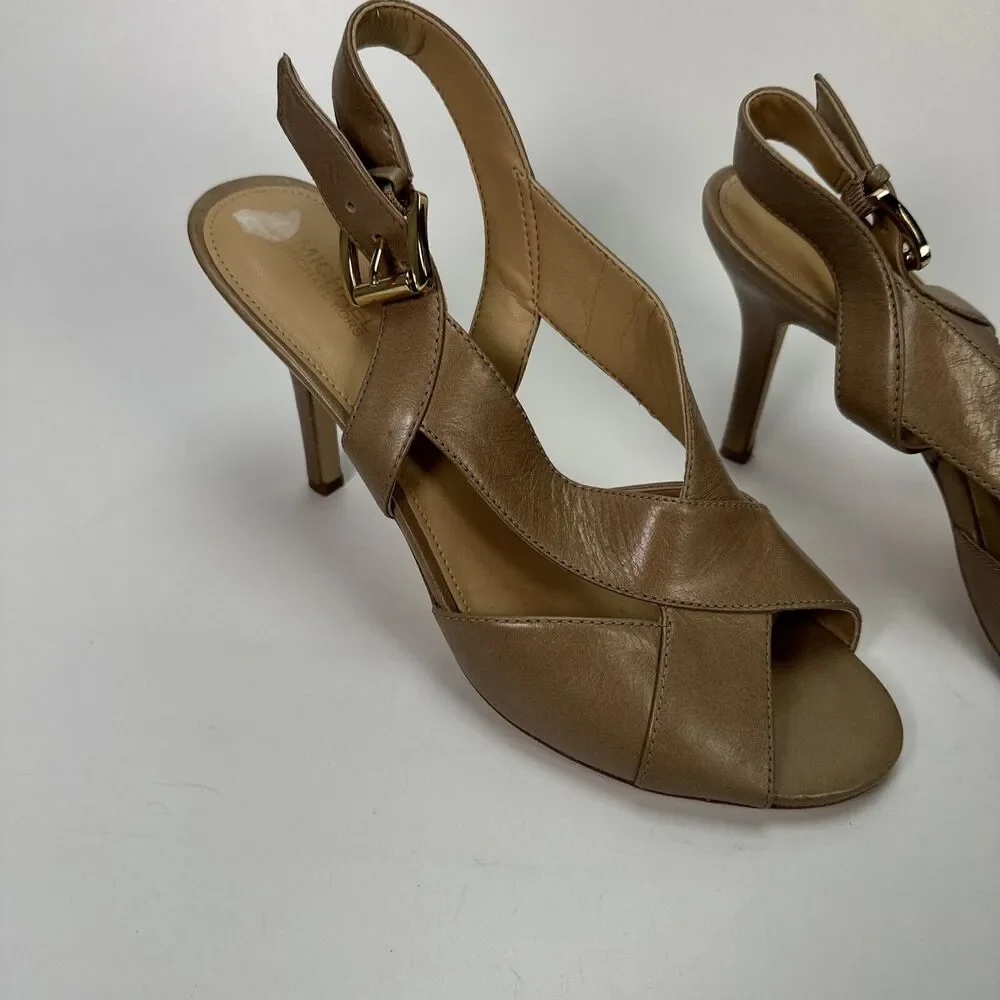 Michael Kors Dress HEELS,  Slingback, Becky Sandal Beige Tan Size 8.5